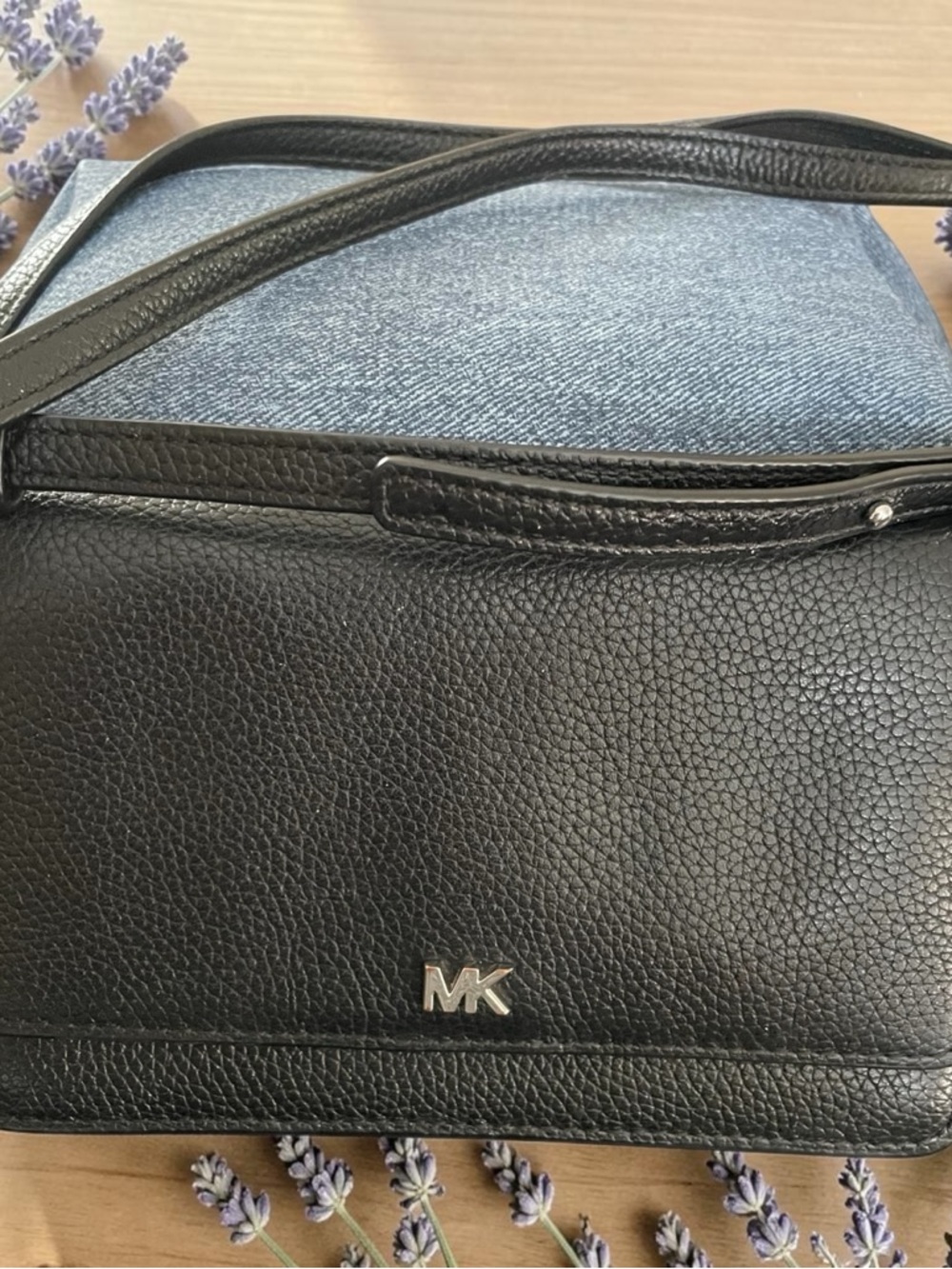 Michael Kors Pebbled wristlet clutch and Shoulder Bag with Silver MK Logo
